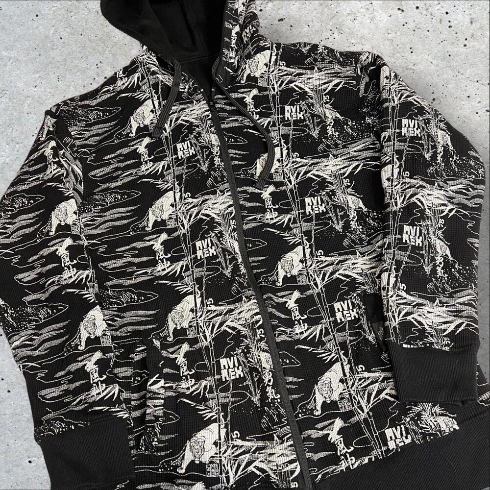 Vintage Averix Thermal Heavy Weight Reversible Affliction Hoodie Zip Up Size XXL